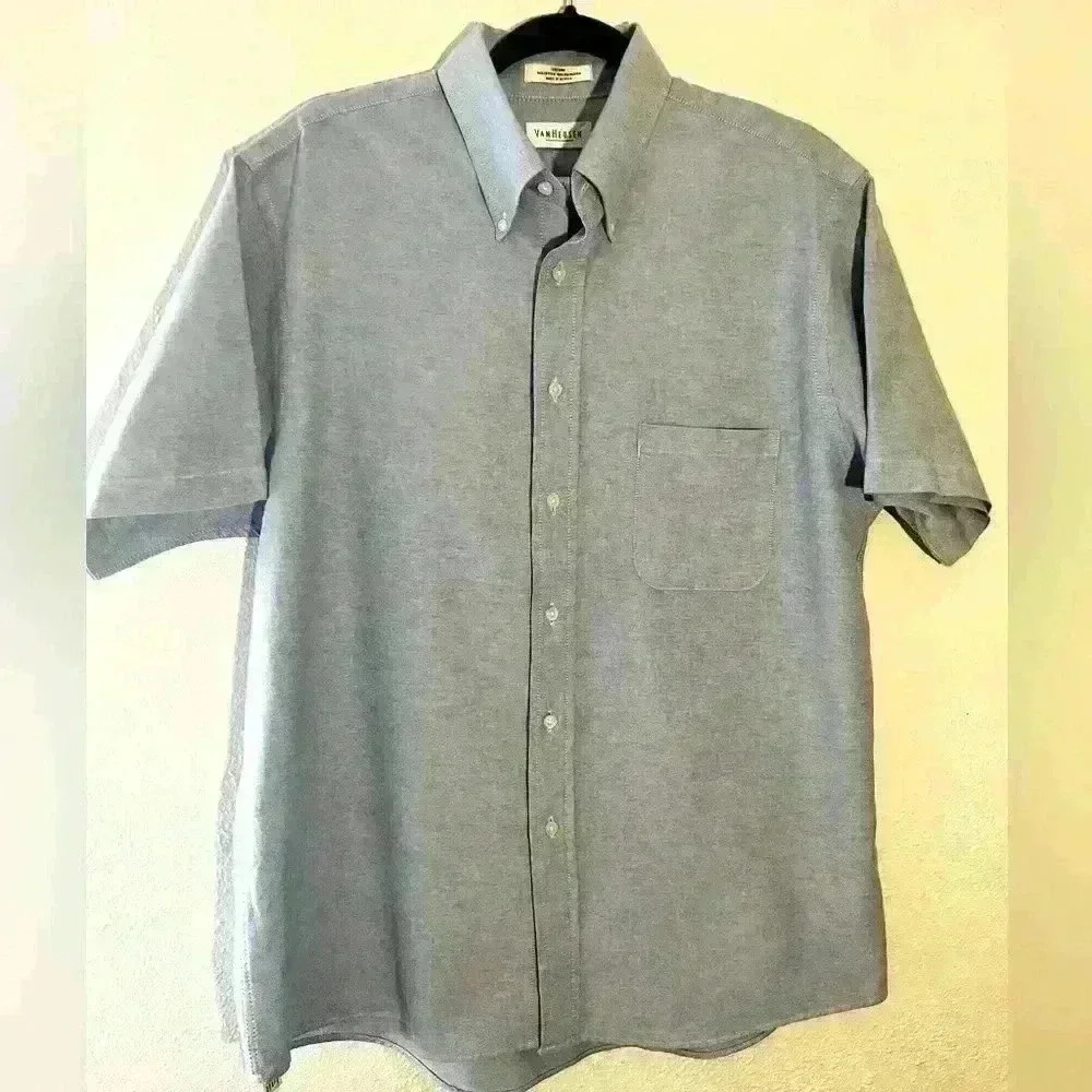 Van Heusen Blue Cotton Blend Men’s Shirt Half Sleeve 17